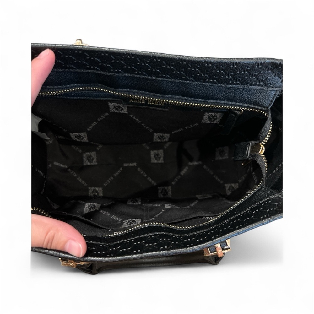 Anne Klein Black Textured Satchel - Picture 2 of 6
